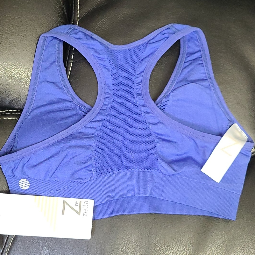NWT Z by Zella Racerback Sports Bra  Blue Marine S - Picture 2 of 2